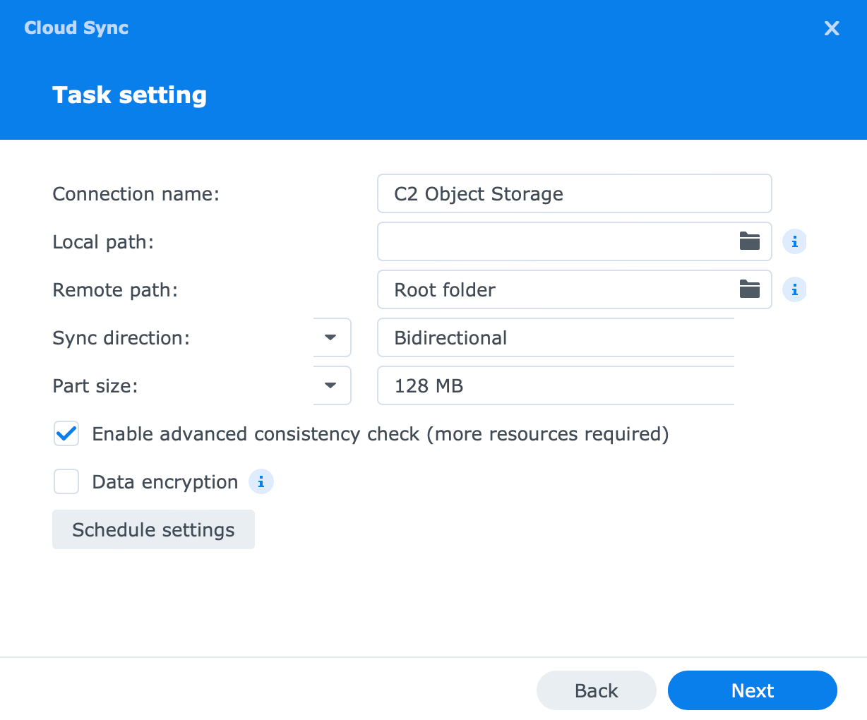 Synology CloudSync i C2 Object Storage